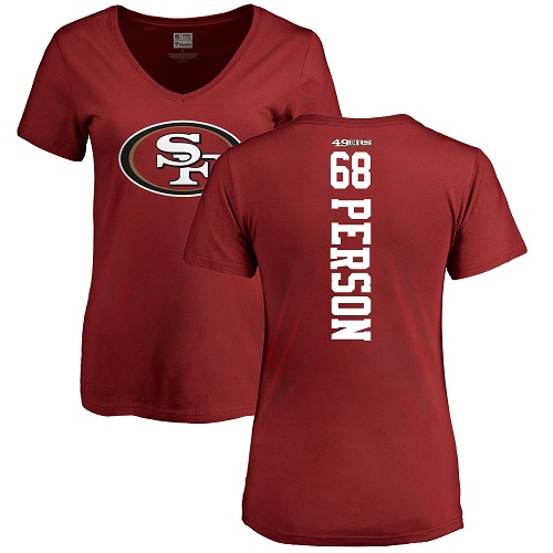San Francisco 49ers Red Women Mike Person Backer #68 NFL T Shirt->nfl t-shirts->Sports Accessory